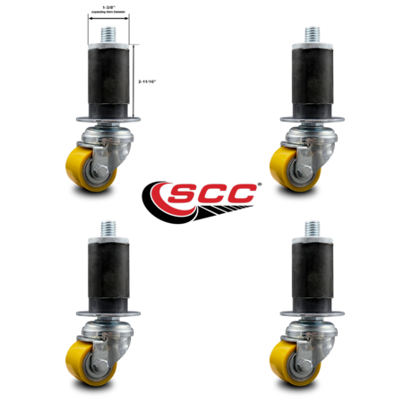 Service Caster Low Profile Polyurethane 35mm Wheel 1-3/8 Inch Expanding Stem Caster, 4PK SCC-EX04S13810-PUB-138-4